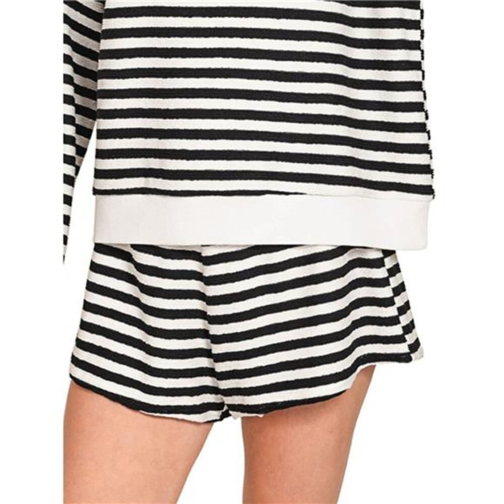 Zenana Striped Long Sleeve Top and Shorts Set - Picture 2 of 2
